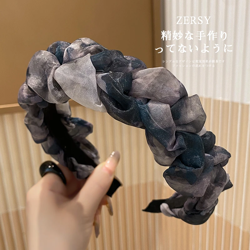 高级感欧根纱新款发箍气质显脸小褶皱头箍高颅顶压发发卡头饰发饰