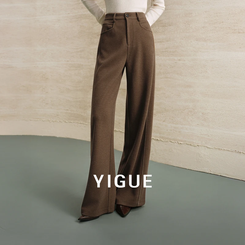 【小熊专属】亦谷棉纺休闲新款明线装饰百搭显瘦直筒裤子G6CAK001