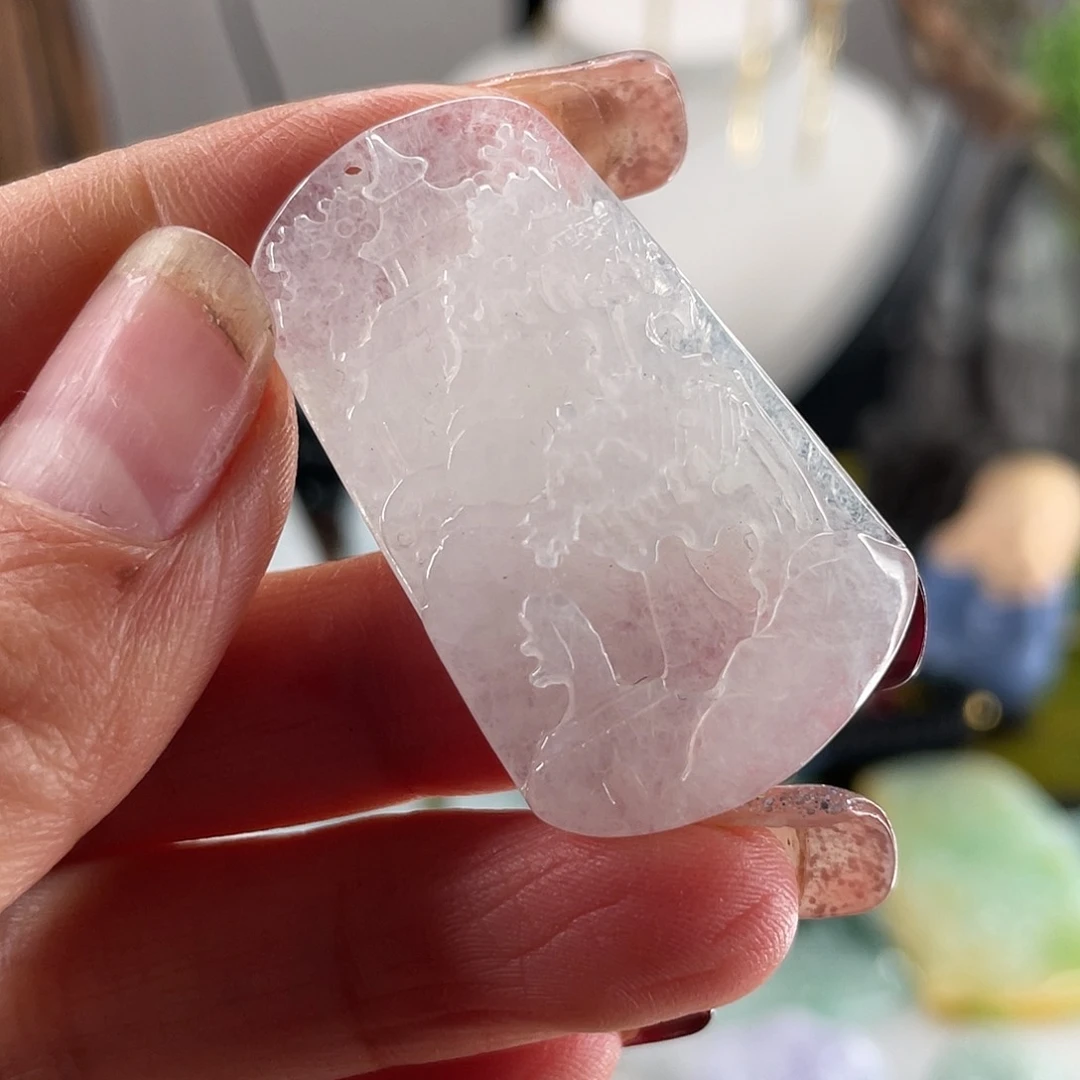 翡翠颈饰未镶嵌山水牌