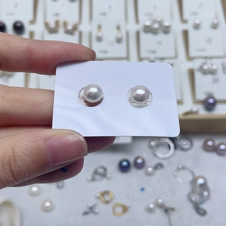 淡水珍珠耳饰银S925镶嵌巷****?