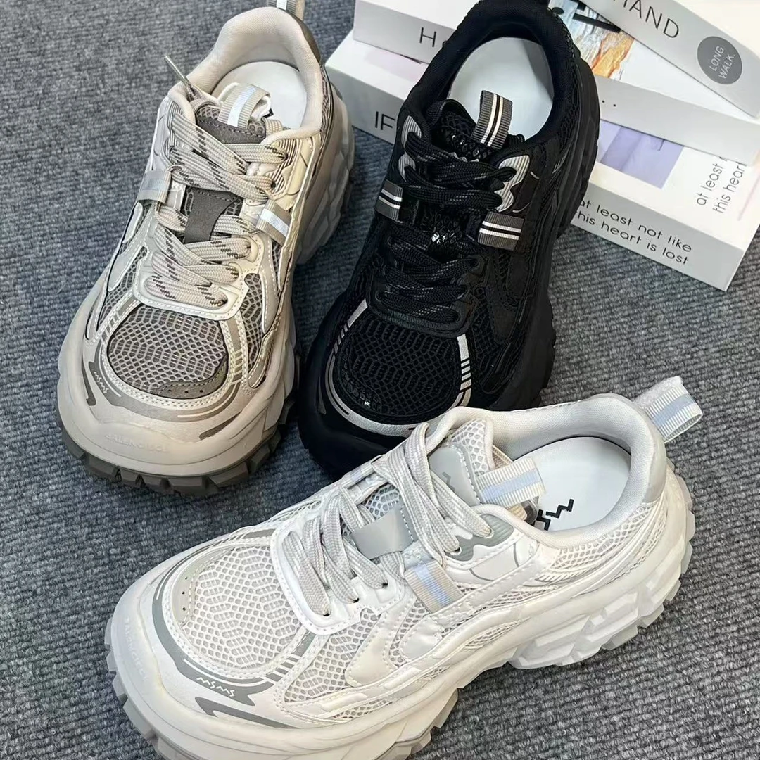 618-351玛莎玛索2025早秋新款时尚洋气老爹鞋圆头厚底纯皮配网