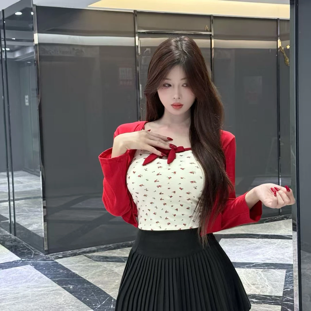 3525＃纯欲简约碎花上衣