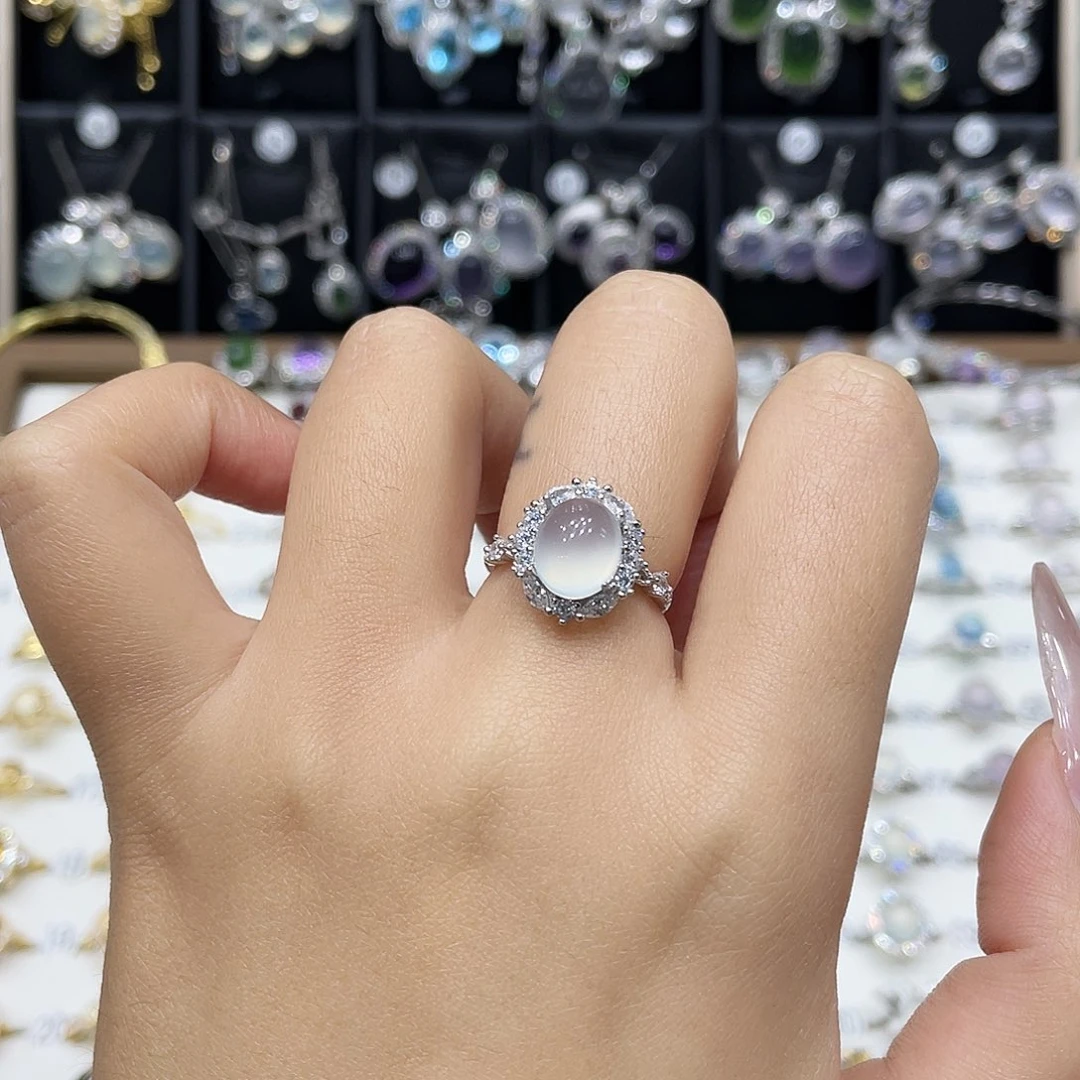 千***岫玉银S925镶嵌戒指