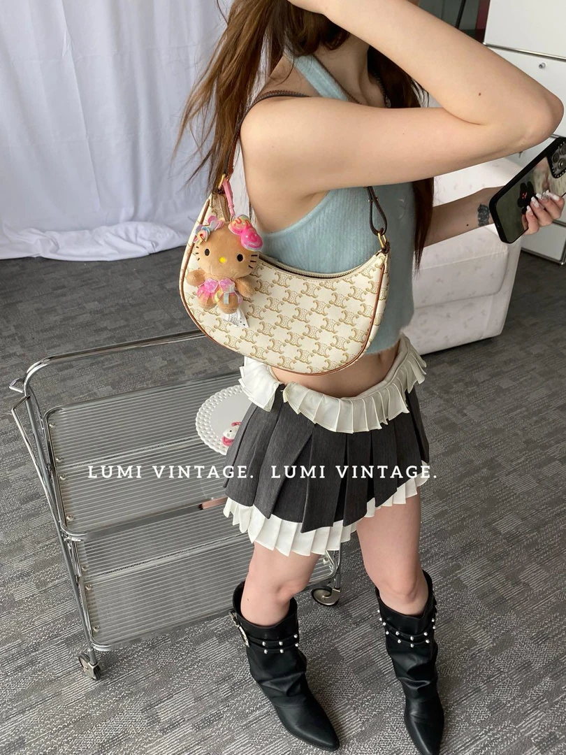 95新 Celine/思琳 白色老花凯旋门ava单肩包93692503