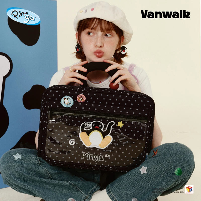 VANWALK Pingu小众设计企鹅双肩包女生ins日常休闲防摔手提电脑包