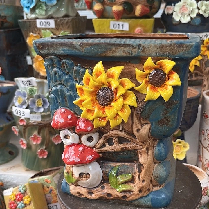 紫砂花盆粗陶材质多肉花盆