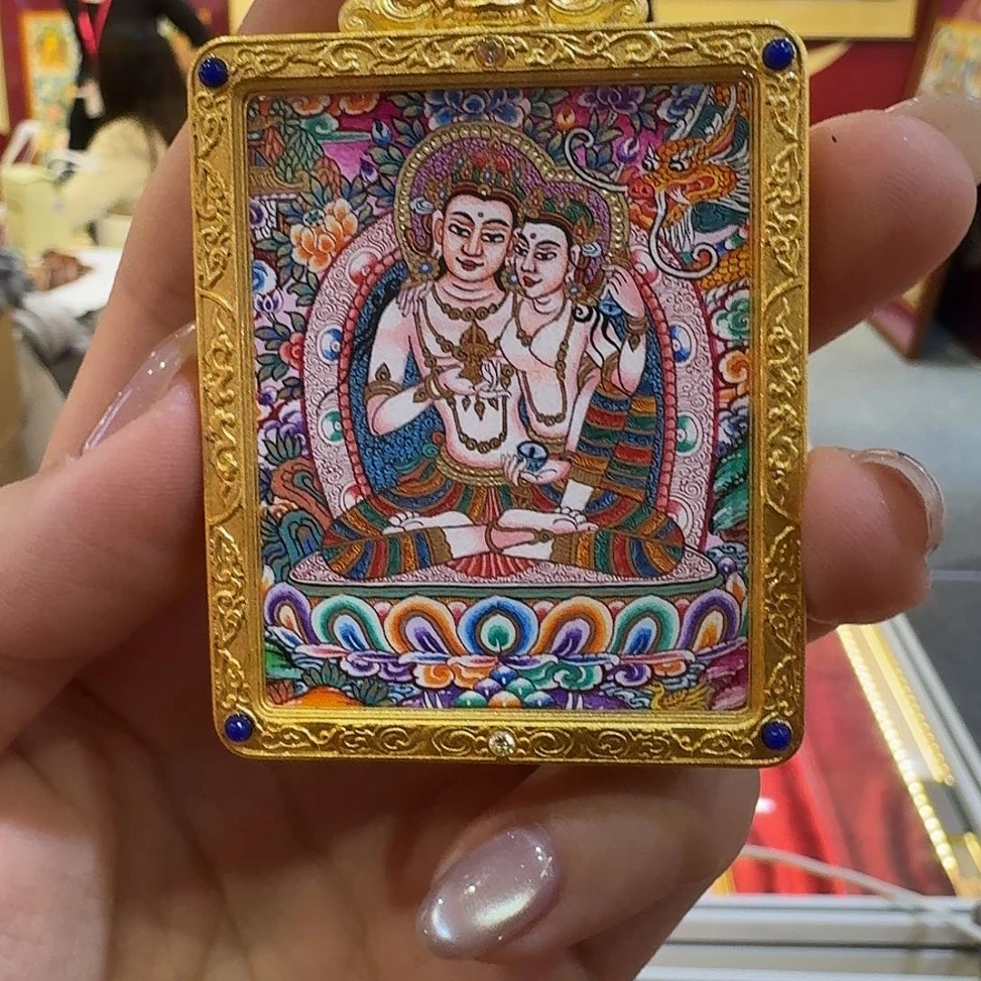 用***9吊坠热贡纯手绘唐卡朵朵