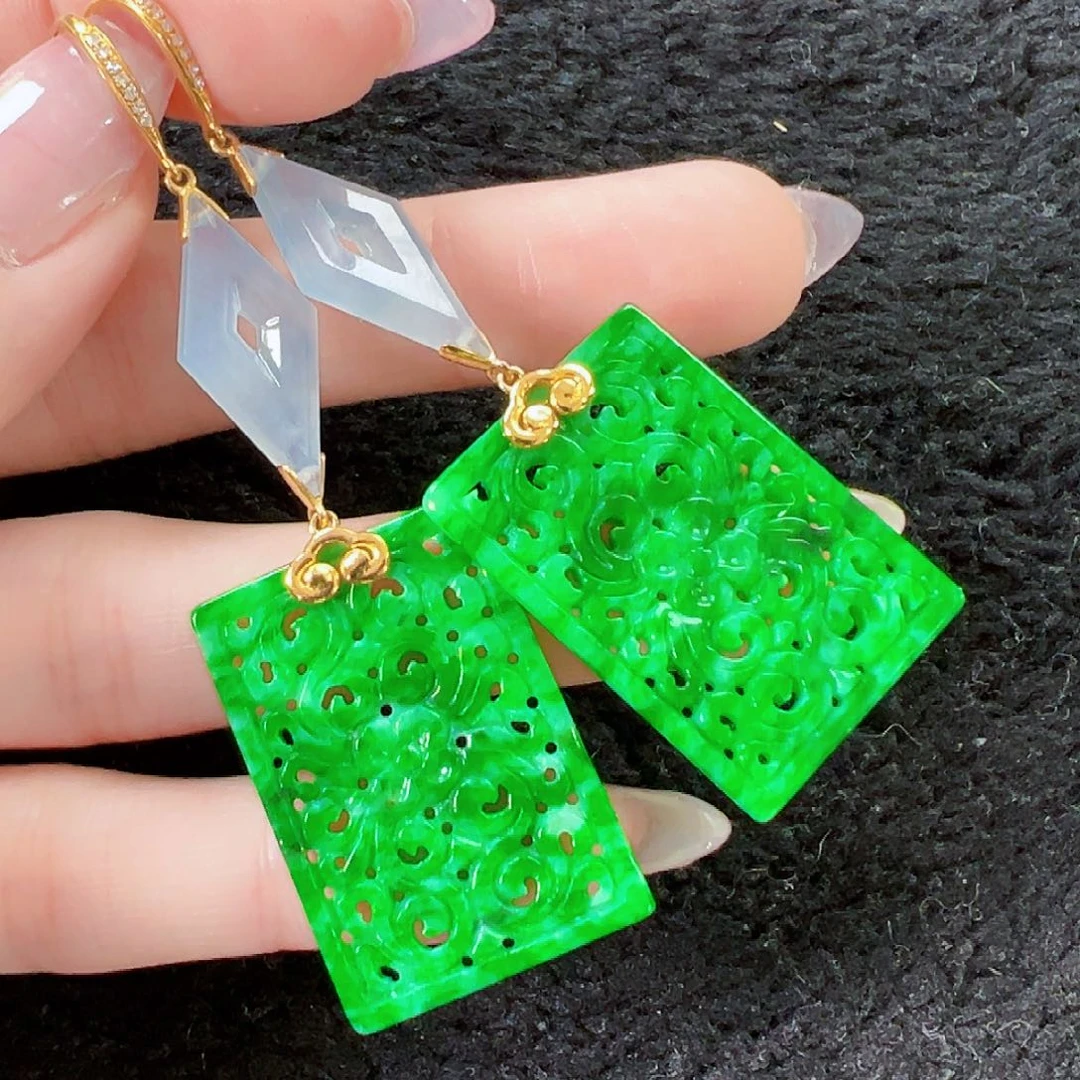 翡翠耳饰18K金镶嵌【新年福利价】签收后24小时鉴赏期