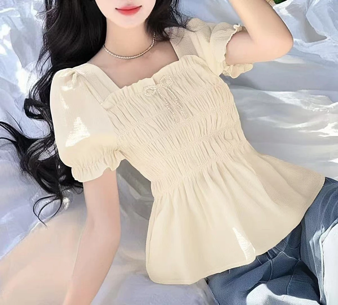 601-700【橙橙】少女甜妹上衣气质时尚泡泡袖短款法式 直播间链接