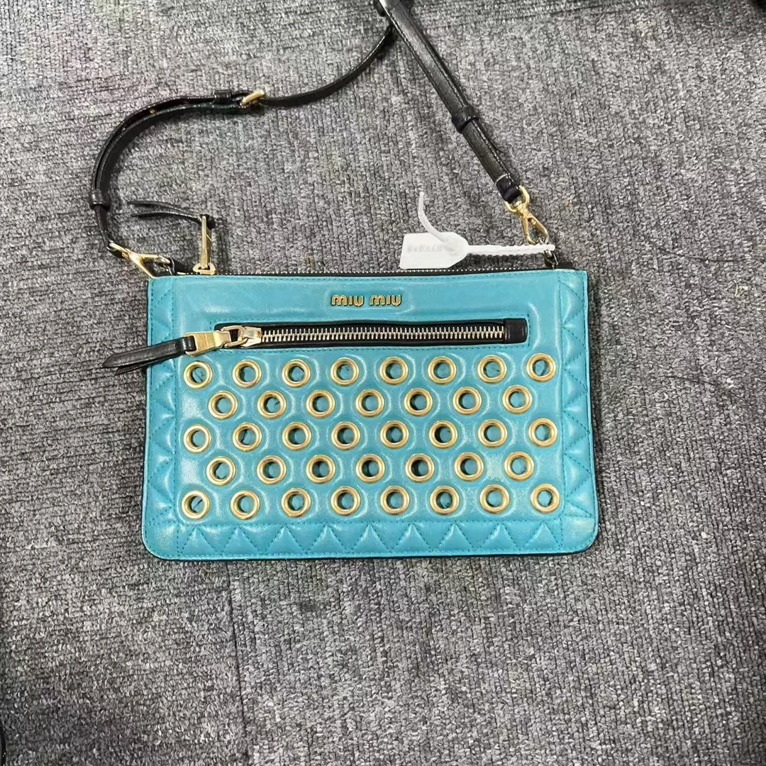 95新 MIU MIU/缪缪 缪缪蓝色百搭单肩包