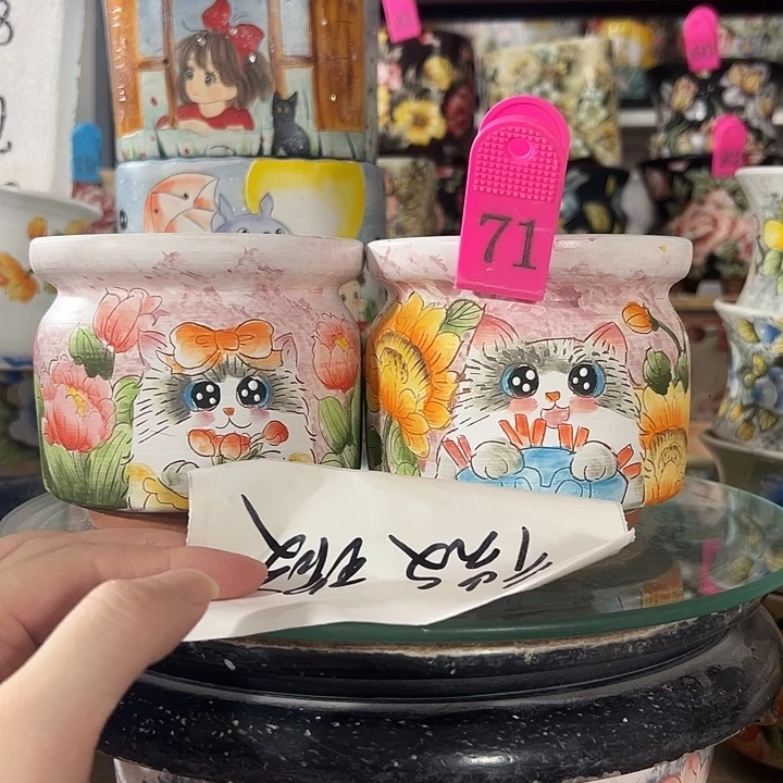 满38包邮 景德镇手绘花盆