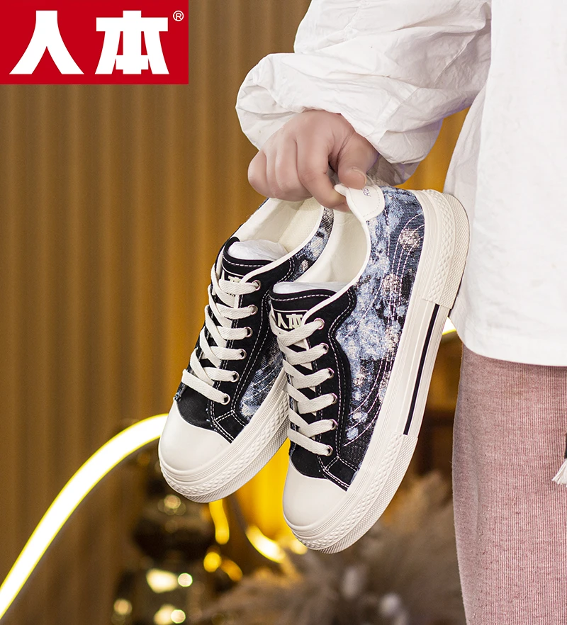 人本男鞋帆布透气时尚休闲鞋休闲运动舒适秋季轻便跑步