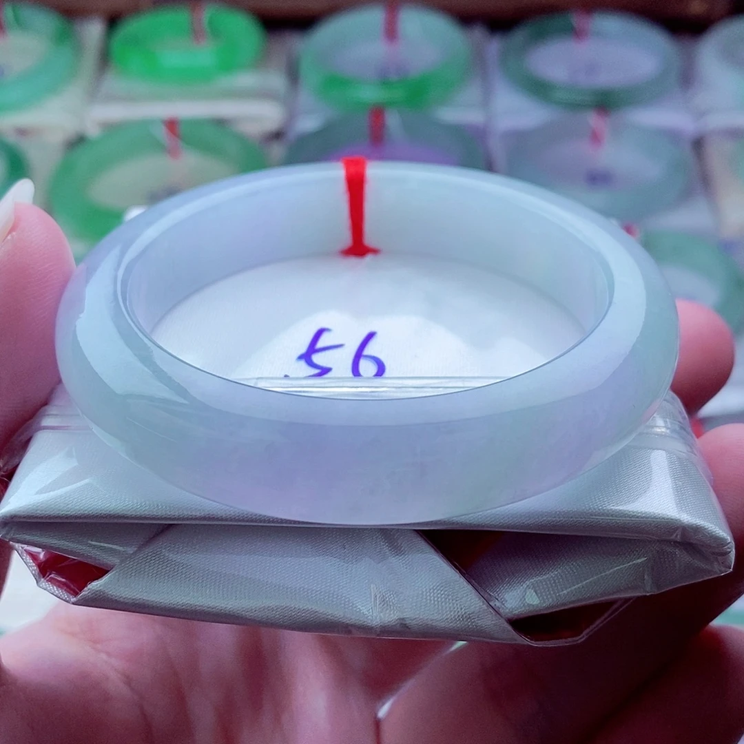 翡翠未镶嵌手镯紫罗兰冰透冰胶起光厚装大气