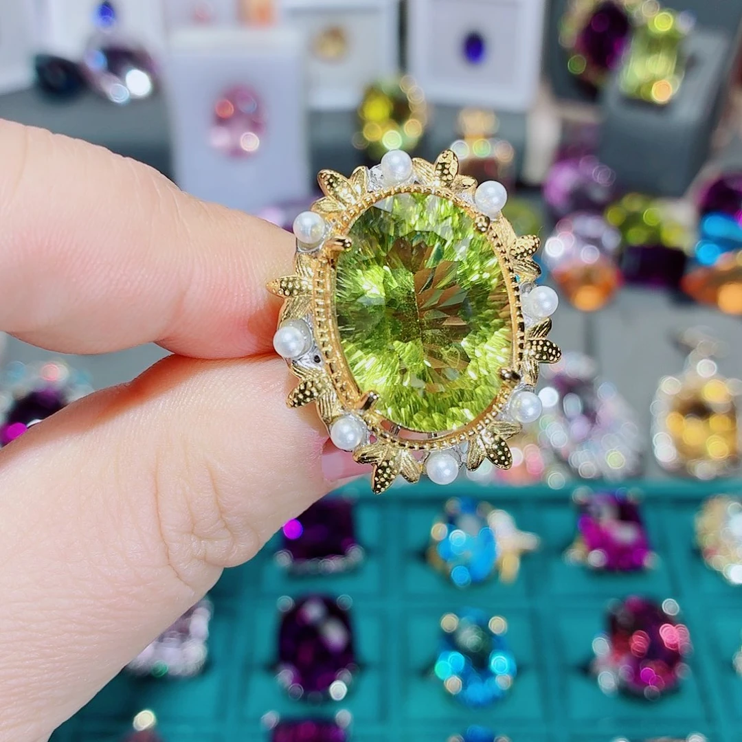 水晶戒指银S925镶嵌