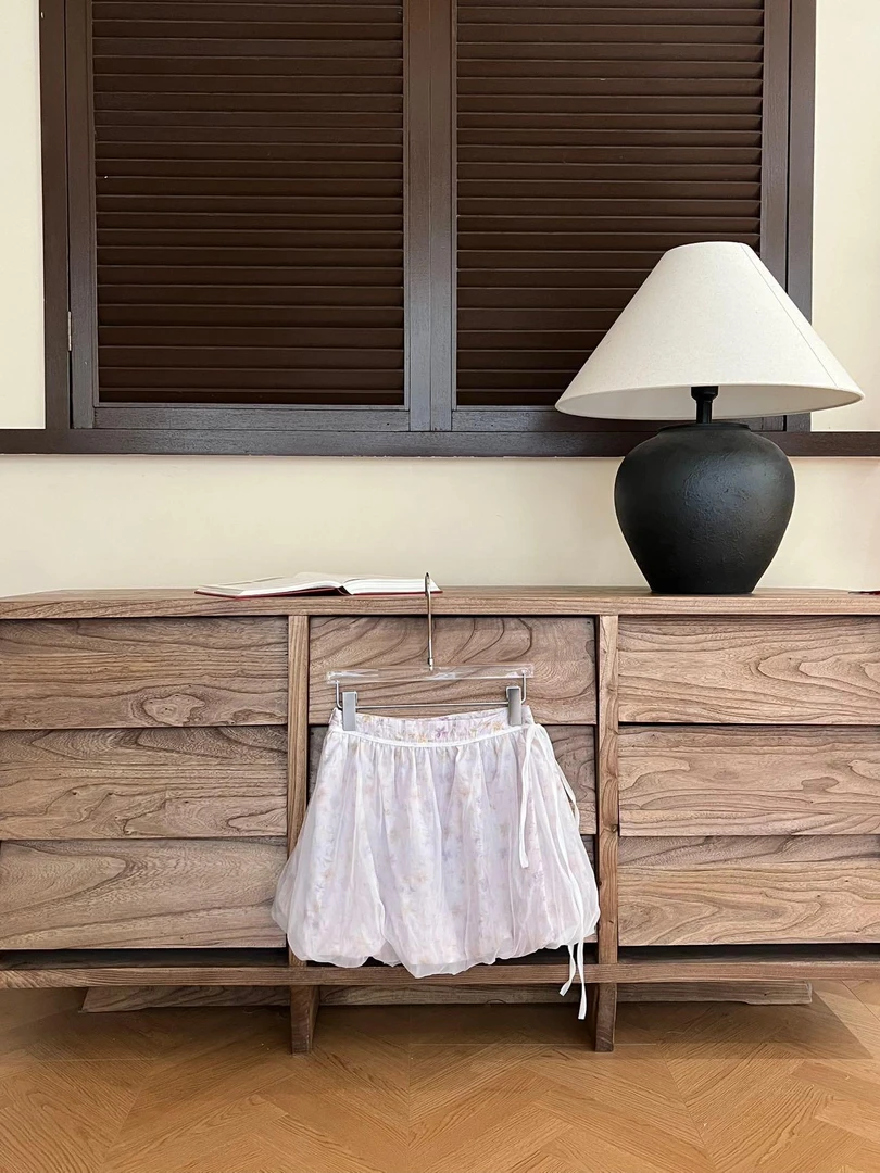 【赵小小&轻柔的降落～】蓬蓬可拆卸双层花朵镂空花苞半身裙28052