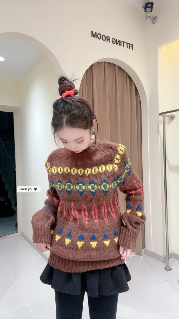 大观欧货时尚百搭拼接针织衫