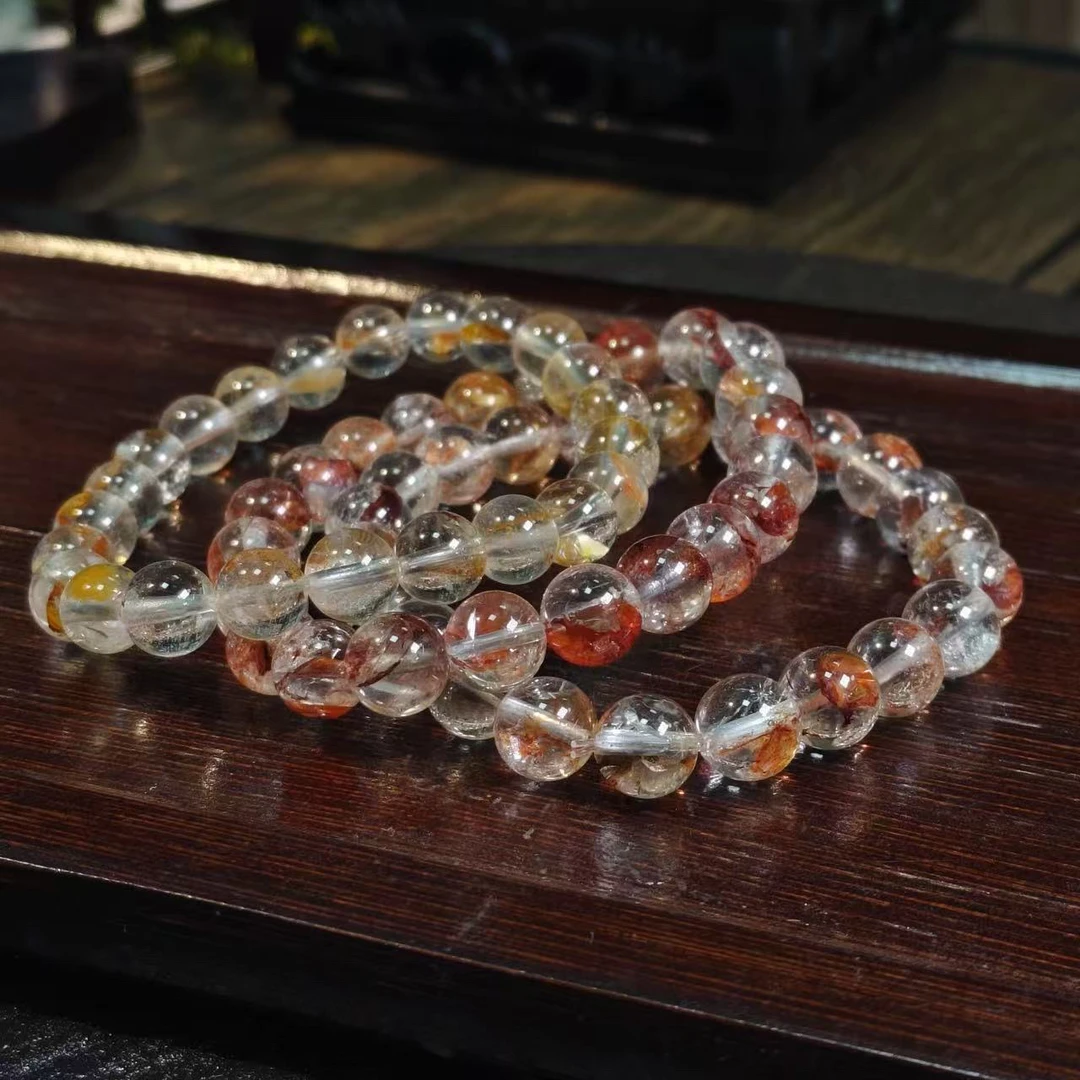 【书记甄选】天然红黄胶花单圈手链 多样性发一件 约7mm 6909CK