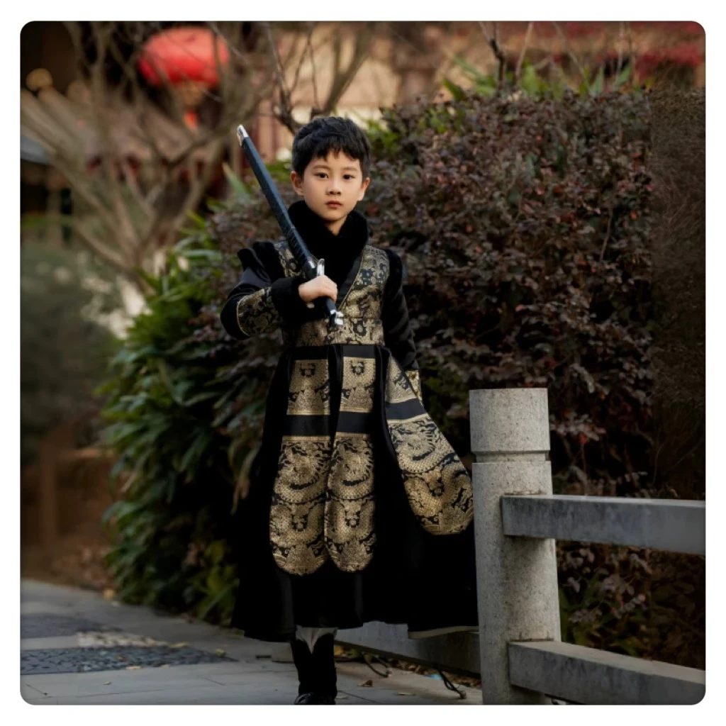 【祥龙飞鱼】新款儿童汉服秋冬中国风小男孩帅气武侠公子服