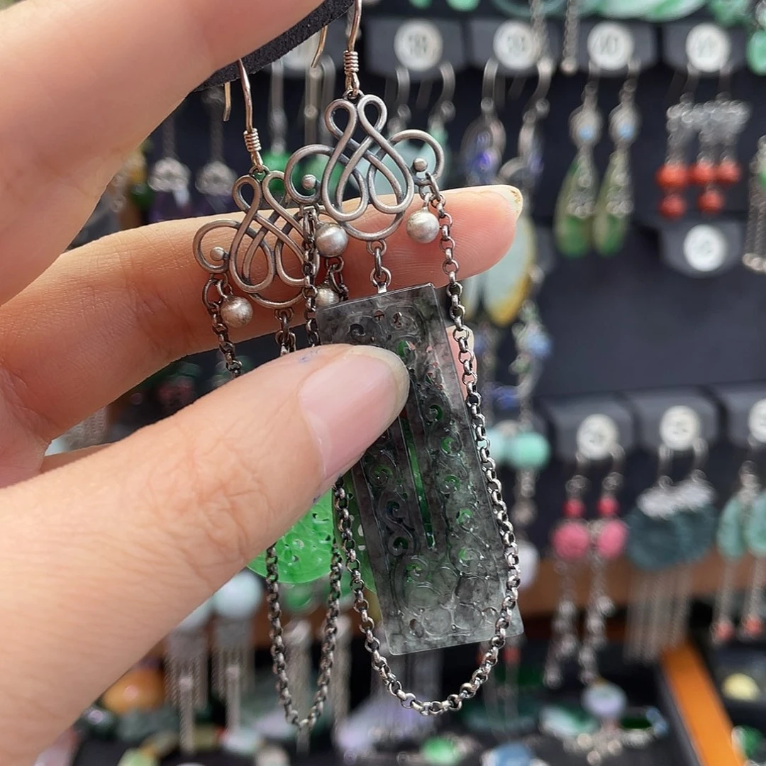 翡翠银S925镶嵌耳饰阿*827ghhhhh