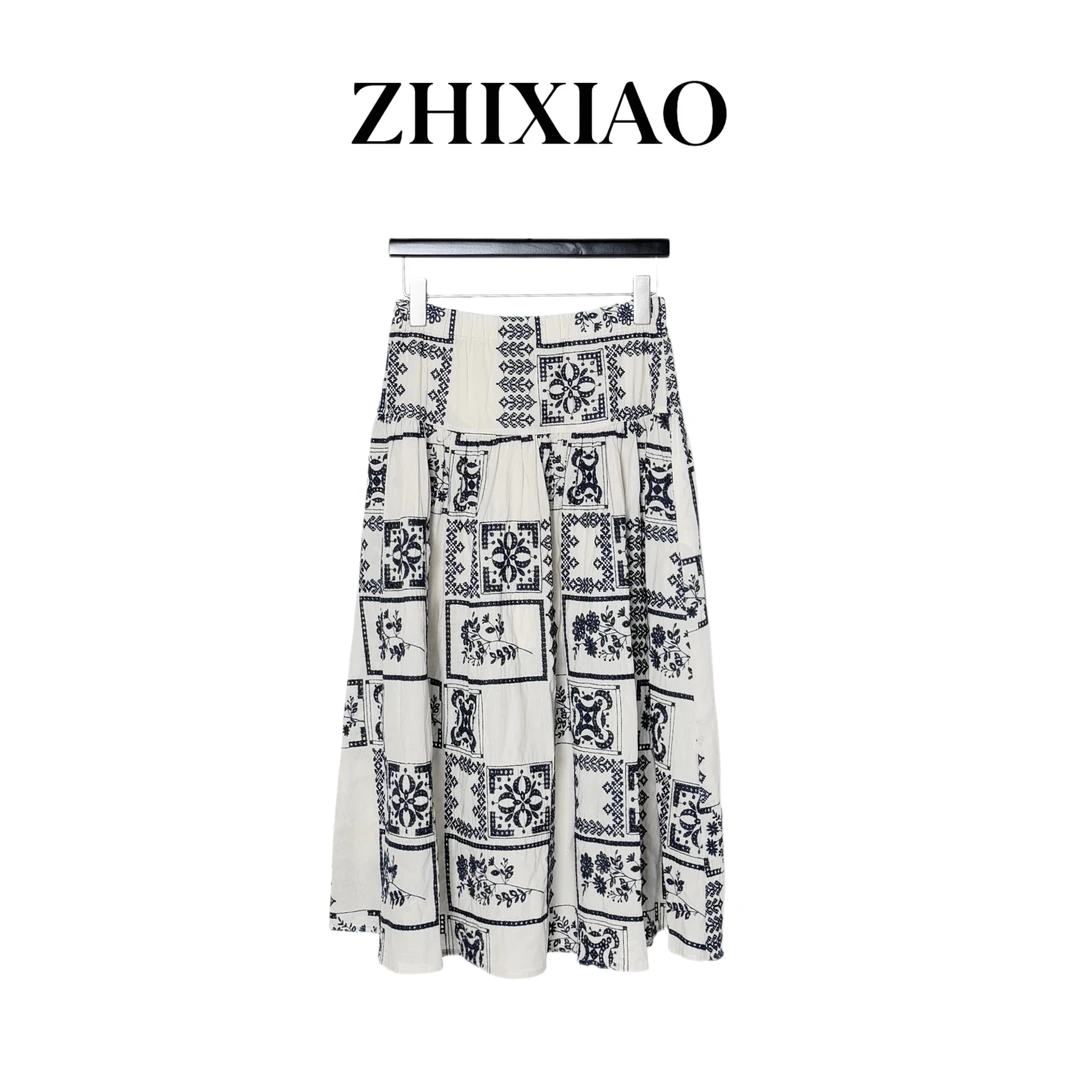 【ZHIXIAO】夏季新款：花型刺绣半裙TR700