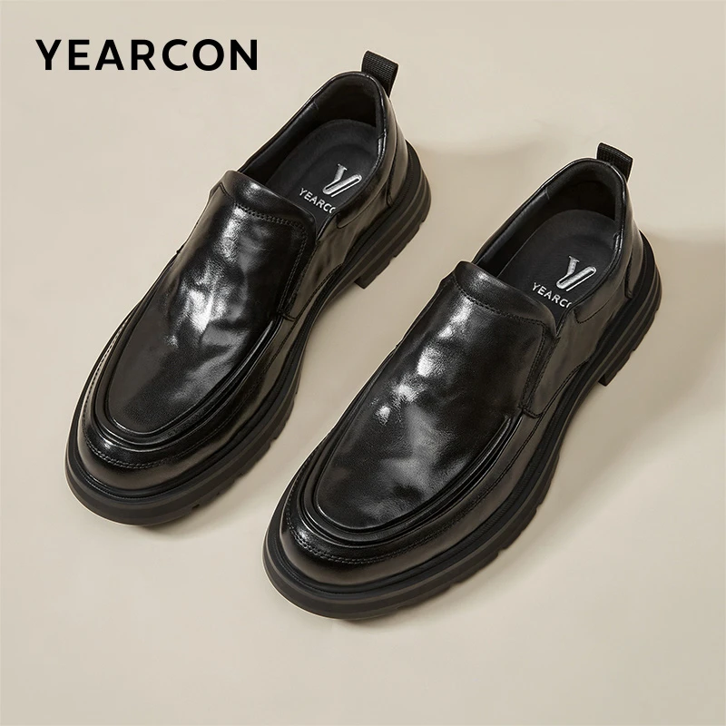 YEARCON/意尔康新款时尚真皮商务休闲皮鞋男士软底一脚蹬81819W