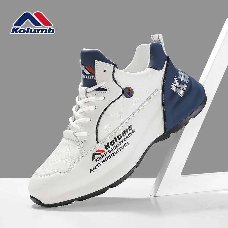 Kolumb哥仑步男鞋2025秋季新款休闲鞋真皮厚底加绒男士运动鞋子男