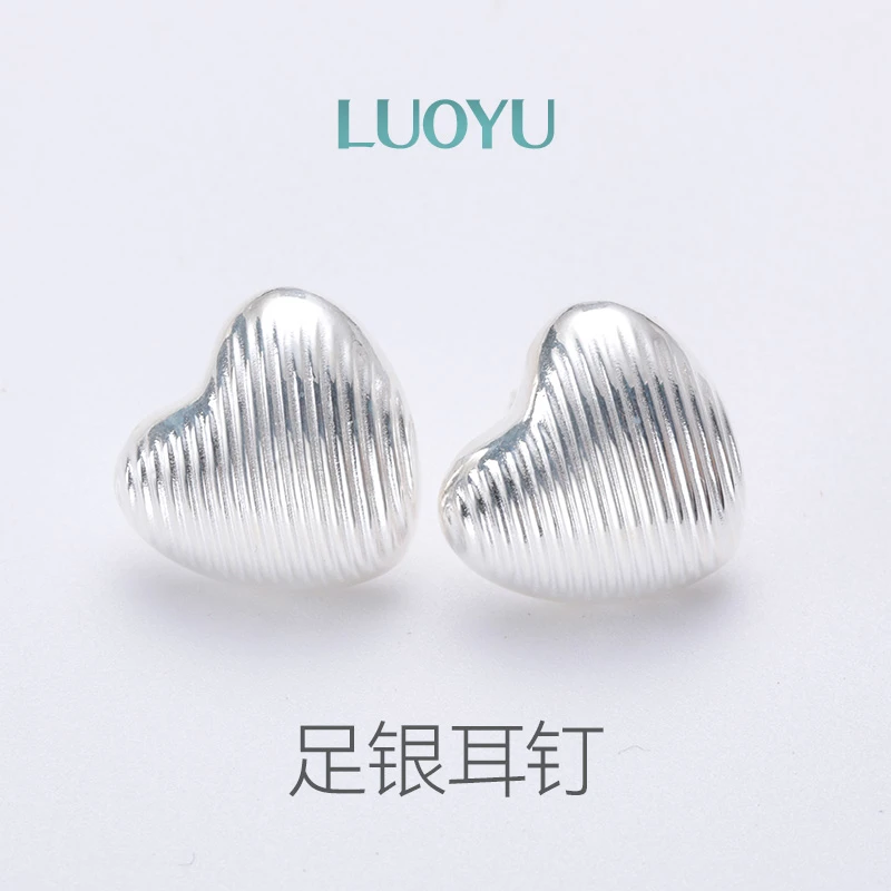 足银耳饰 民族风通用耳钉波西米亚风爱心耳饰简约ins小众银耳钉