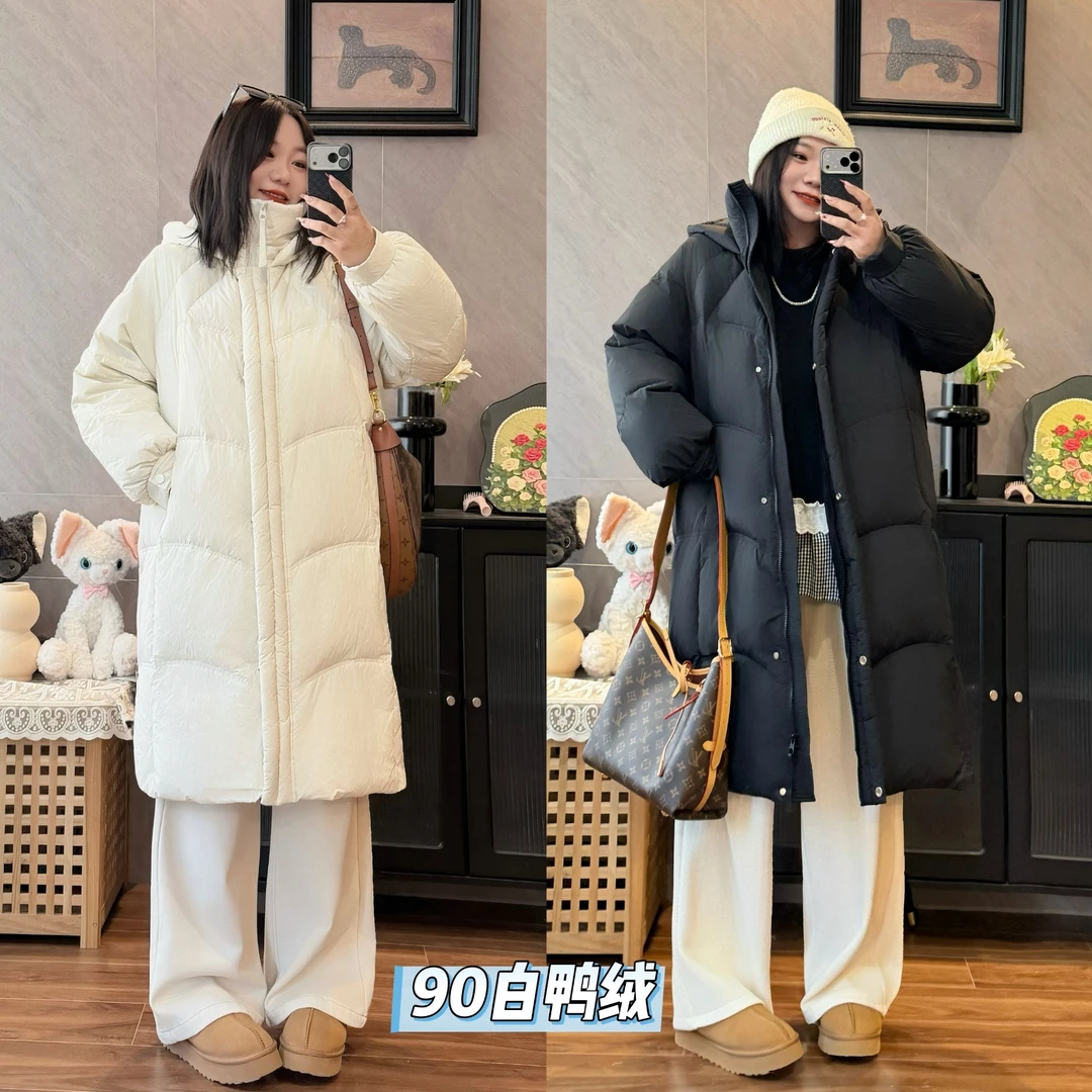花契“爱尔兰雪”大码女装宽松200斤胖mm-90白鸭绒羽绒服15098-H