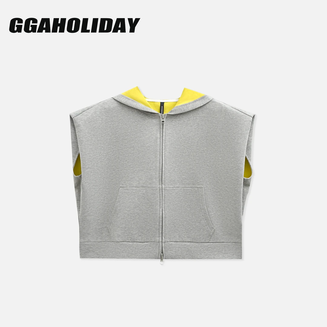 GGAHOLIDAY时尚闲宽松舒适百搭潮流运动休连帽马甲卫衣-153170