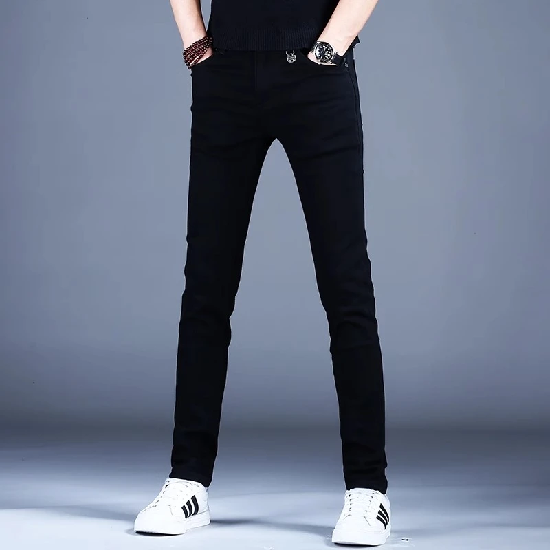 【MR.25】高端男士牛仔裤黑色修身小脚裤高端潮牌百搭秋季男装耐磨