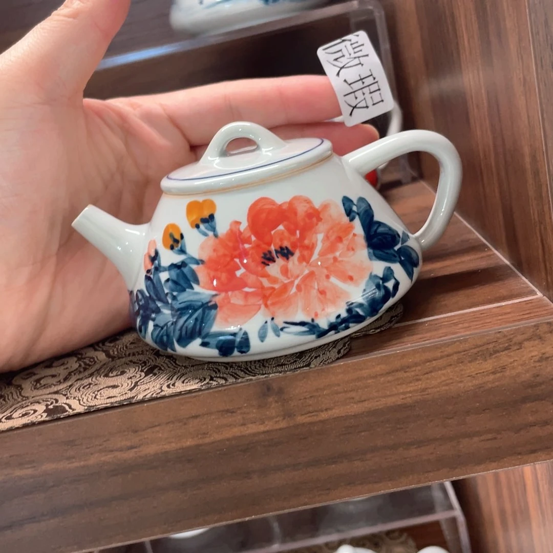 釉下彩纯手绘有瑕