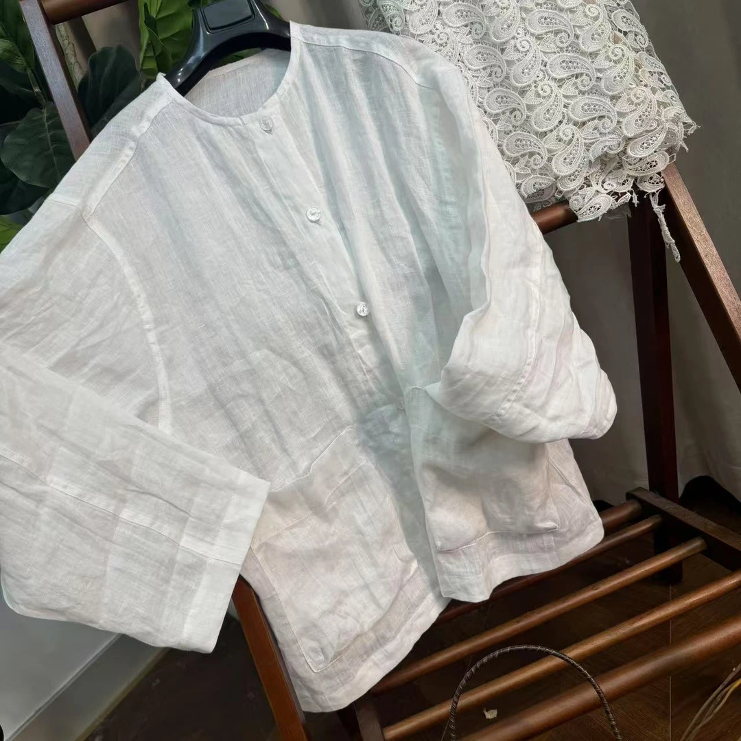 【汉麻精梳衬衣】21支汉麻精梳圆领翻领防晒空调衬衣