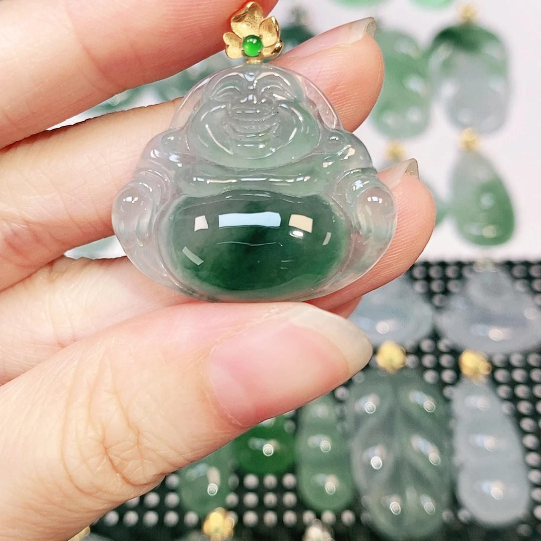 翡翠18K金镶嵌吊坠(不含链)