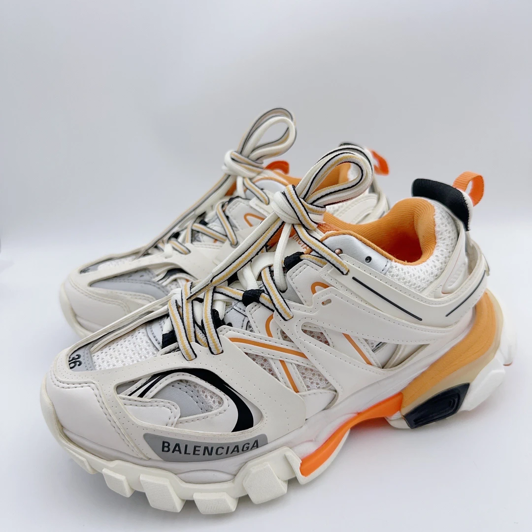 95新 Balenciaga/巴黎世家 36码/白橙track老爹鞋/01396