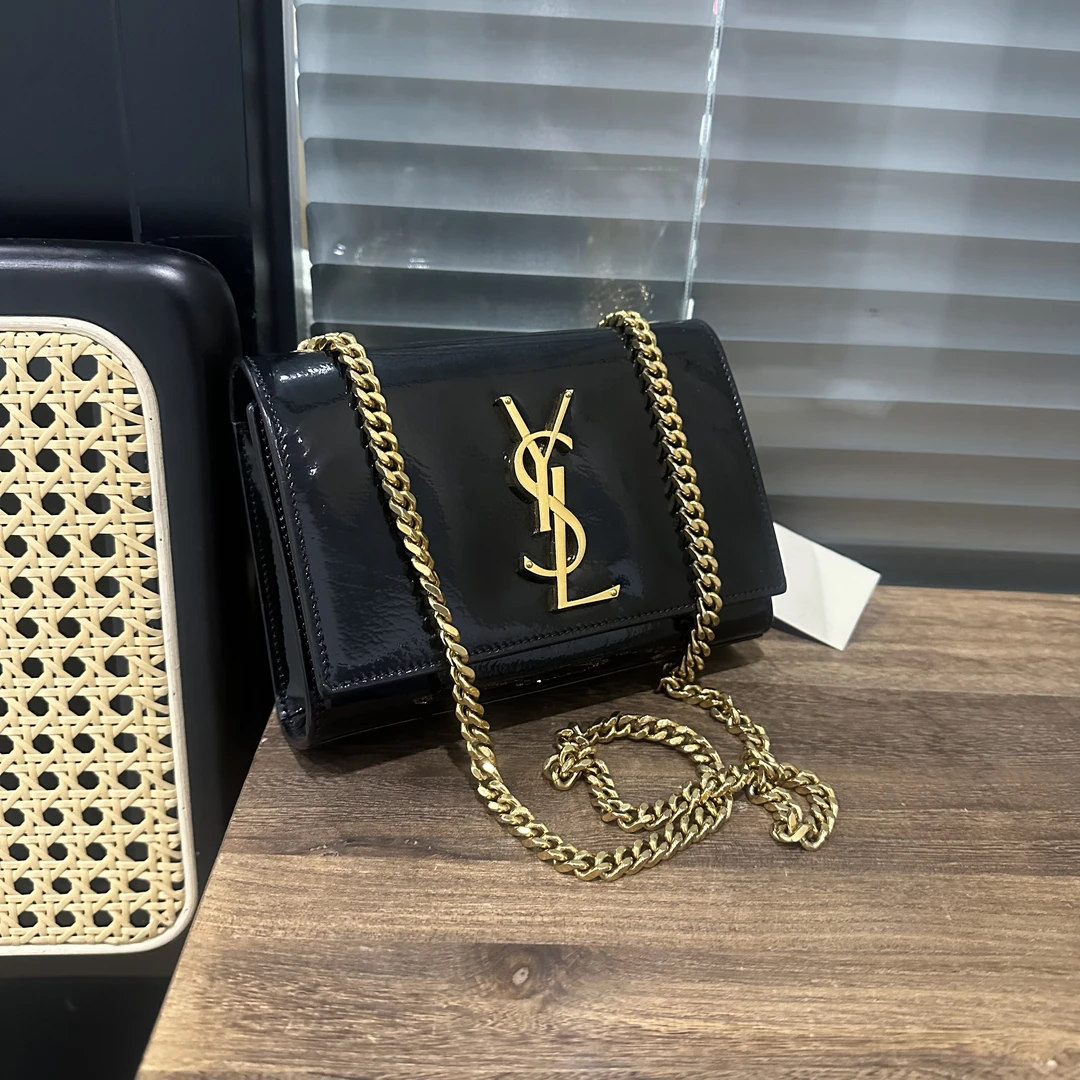 95新 YSL/圣罗兰 ysl漆皮翻盖链条包/12321550