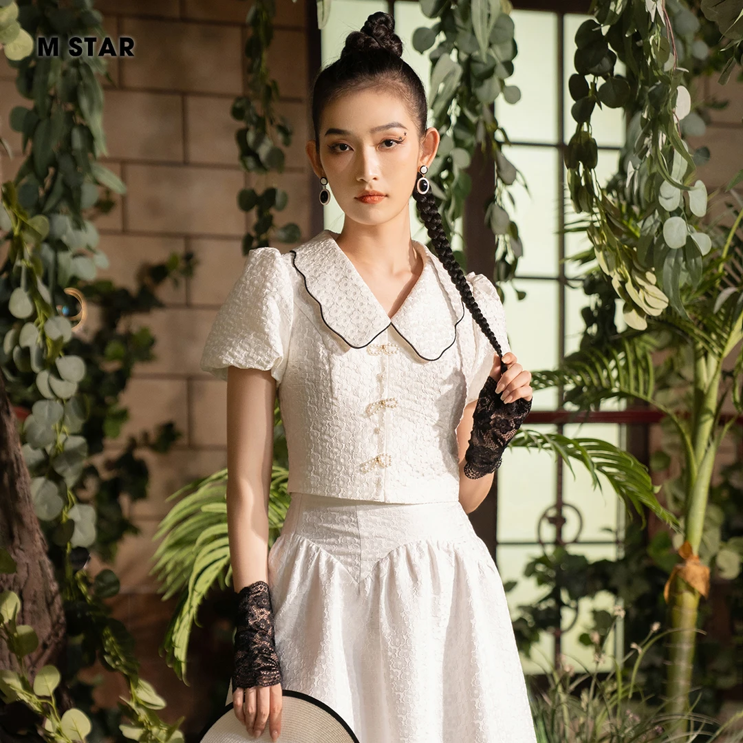 M-Star夏季新款短袖衬衫上衣气质休闲时尚百搭显瘦女 SEBS122558