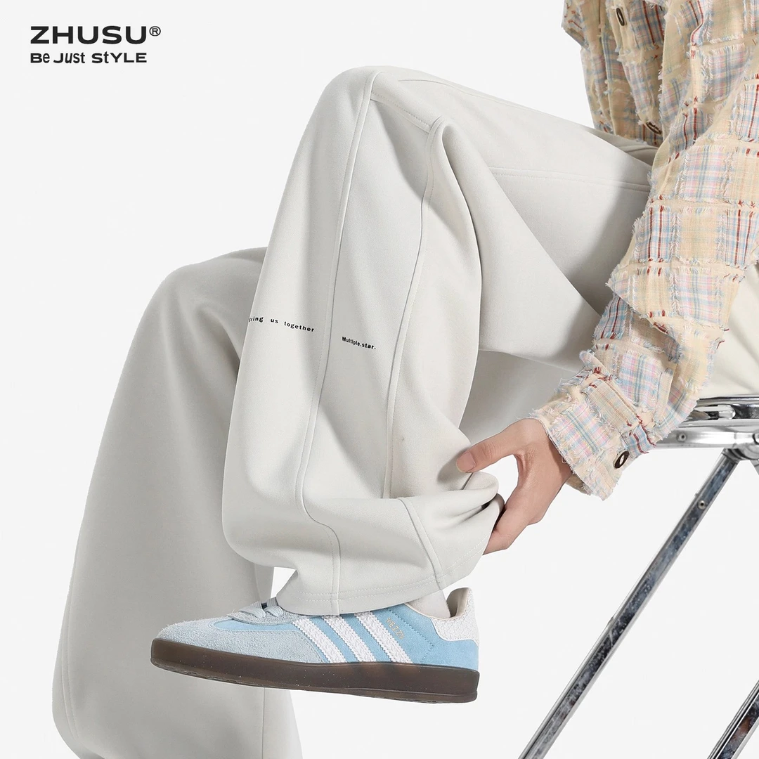 美式弯刀裤子男士秋季新款阔腿直筒裤宽松休闲长裤运动裤高级男裤