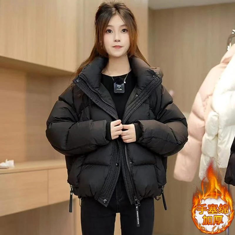 拼接设计感时髦百搭面包服2025秋冬新款百搭通勤女装保暖棉服外套