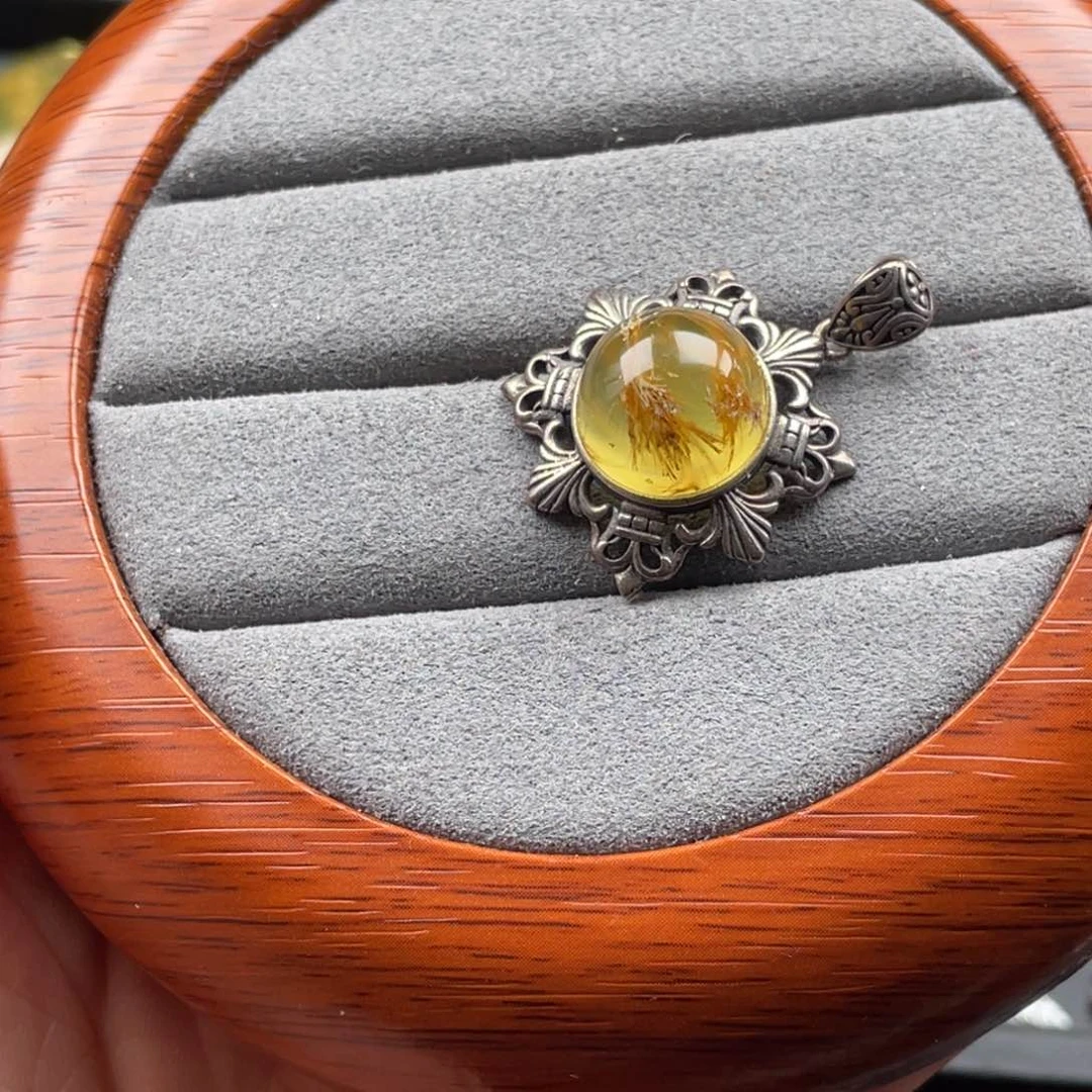 银S925镶嵌蛇纹石玉颈饰