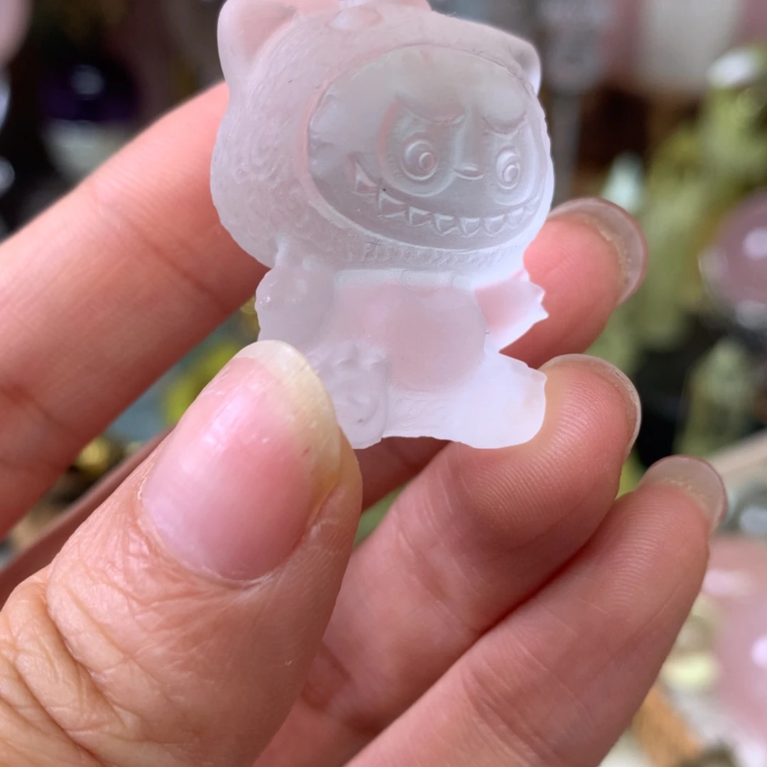 水晶珠宝半成品未镶嵌白水晶labubu