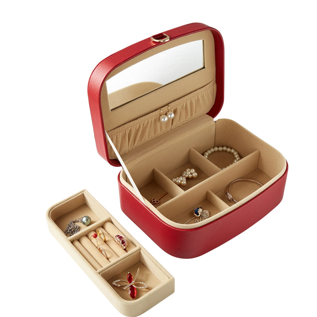 首饰盒/箱 荔枝纹首饰盒大容量简约珠宝项链耳钉手饰盒结婚礼盒