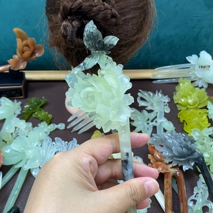 蛇纹石玉发饰未镶嵌?****?