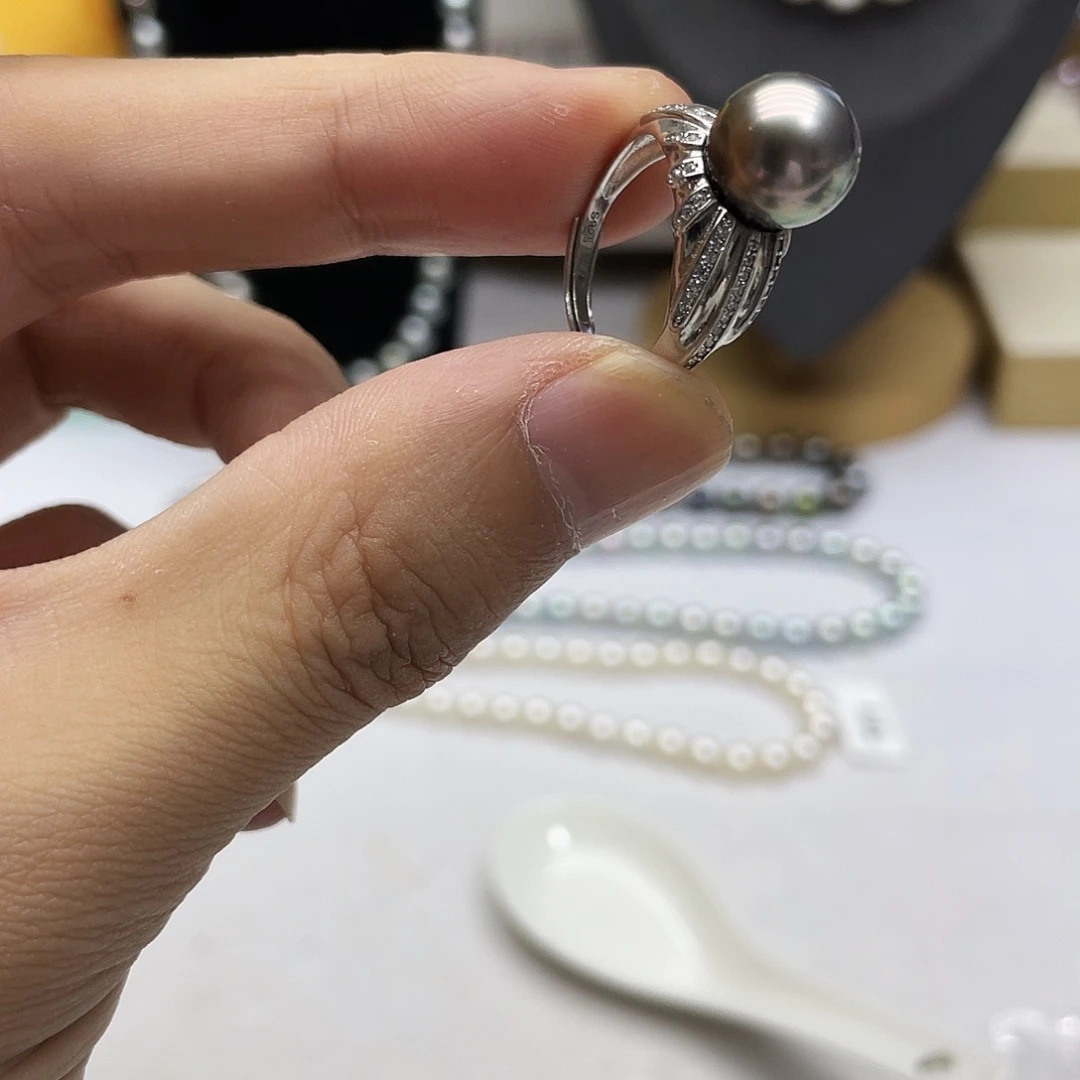 海水珍珠银S925镶嵌戒指