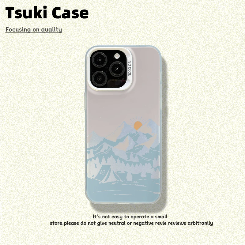 【彩银】落日山峰适用于苹果16promax华为vivo小米oppo防摔手机壳