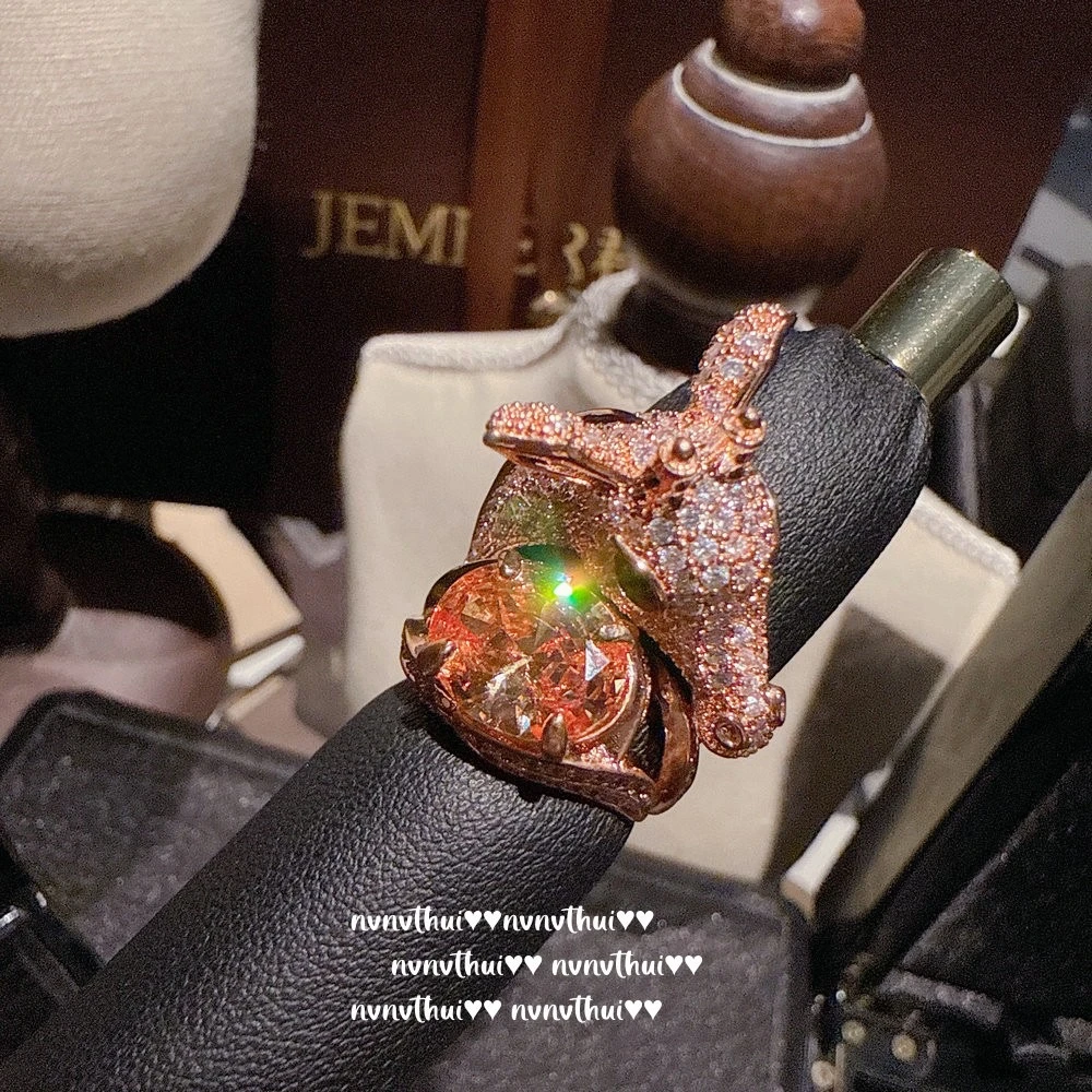 铜合金合成锆石戒指 【鹿星光戒】法式既视设计款高级感绝美戒指