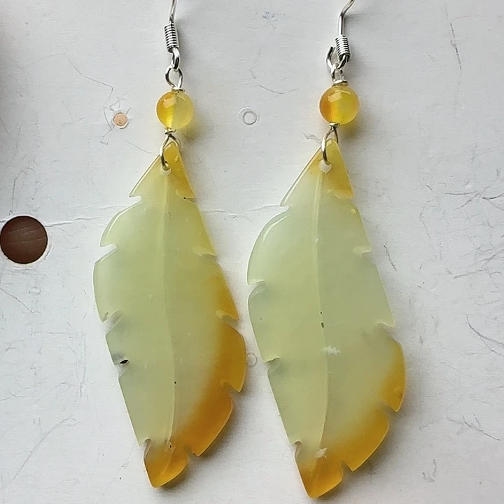 琥珀银S925镶嵌耳饰