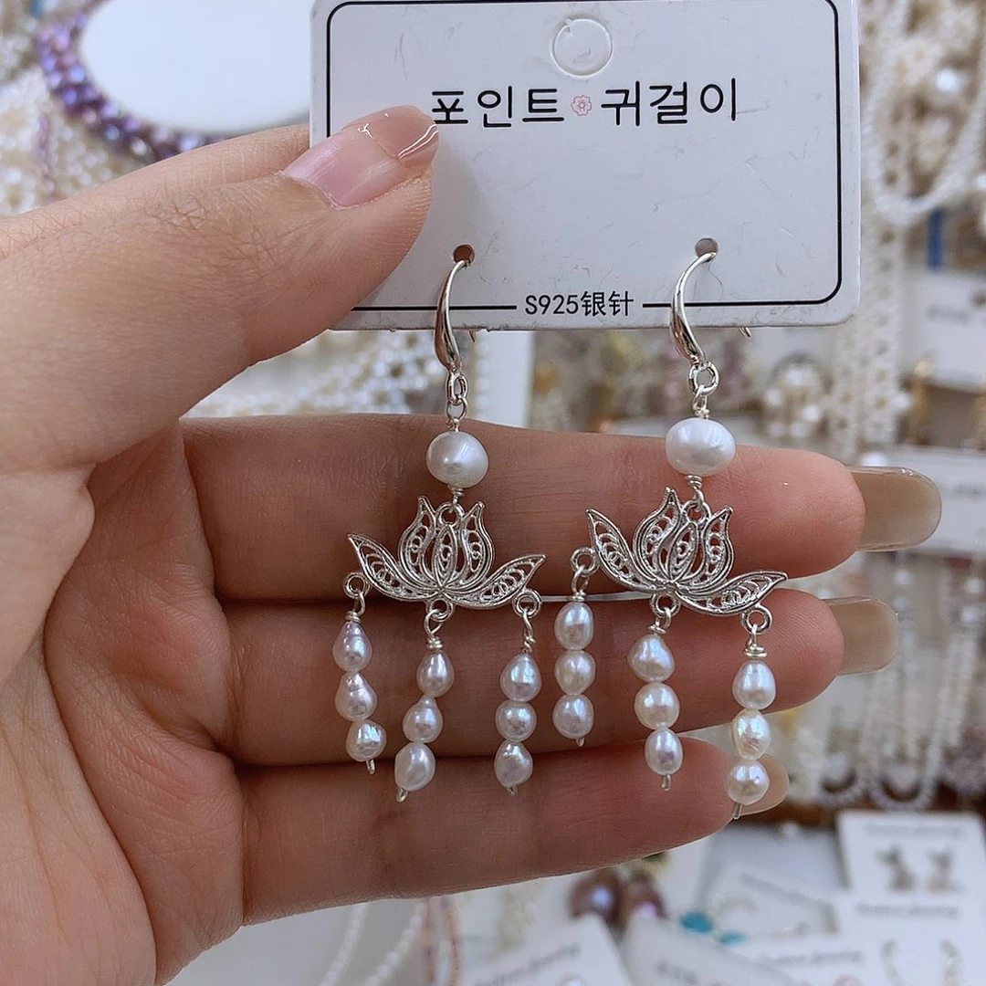 项链银S925镶嵌淡水珍珠