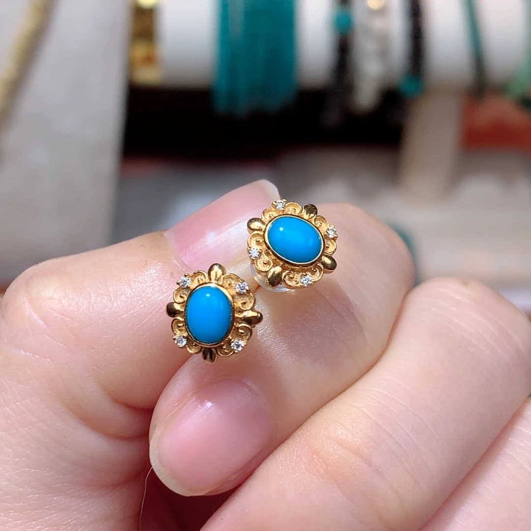 绿松石珠宝奇石18K金镶嵌