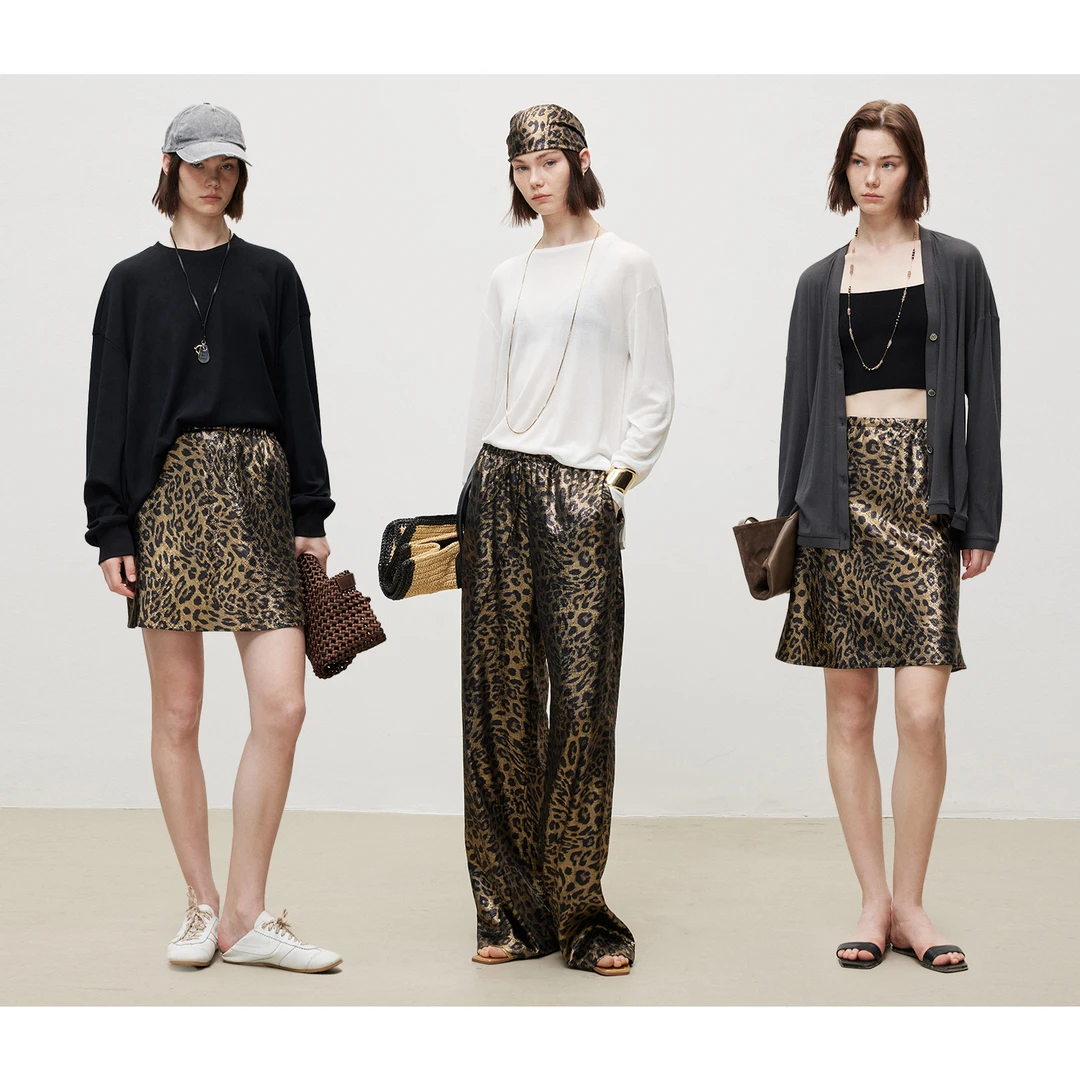 现货！MARIUS"野兽派"豹纹印花彩膜特烫工艺微绒感简约半身裙/长裤