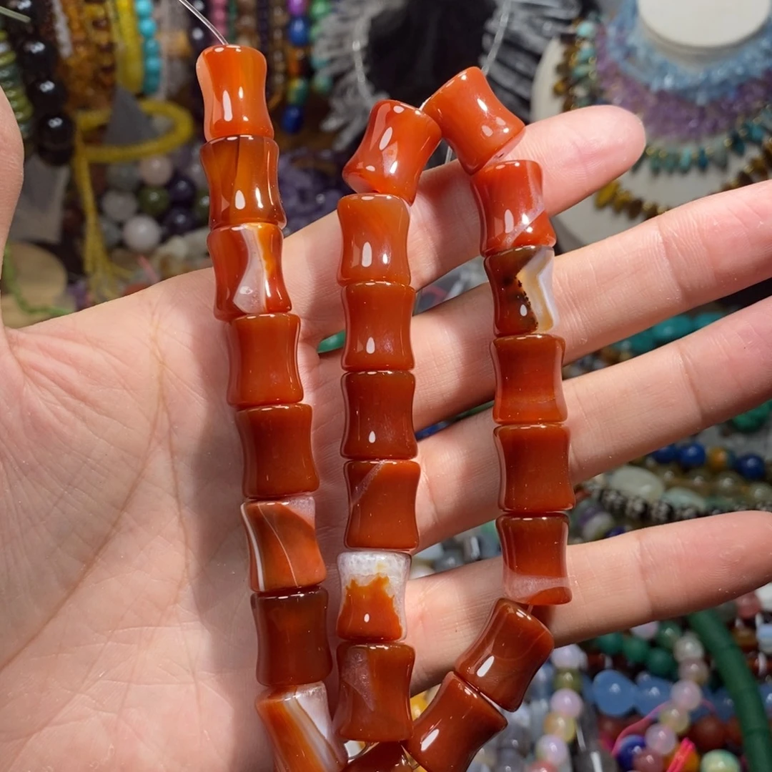 未镶嵌，水晶玛瑙竹节13×16mm，石英质玉